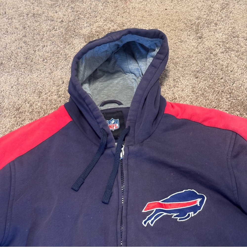 Vintage Buffalo Bills Hoodie Mens XL Blue Long Sleeve Full Zip Heavyweight NFL - Picture 3 of 16